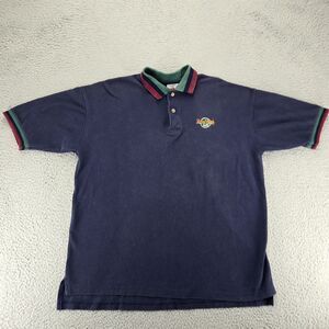 Hard Rock Cafe Shirt Mens XL Blue Miami Vintage Polo Short Sleeve USA Made 90s